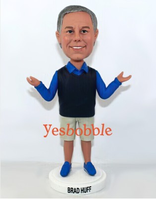 Casual Man Hands In Air Custom Bobblehead