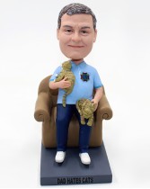 Casual Man Holding Two Cats Custom Bobblehead