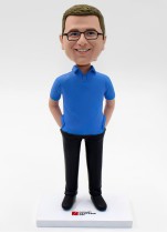Casual Man Wear Glasses Custom Bobblehead