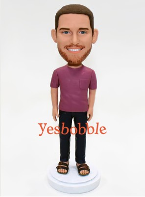 Custom Man in Sandals Casual Bobblehead