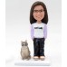 Lady Hands in Pocket with Cat Custom Bobblehead