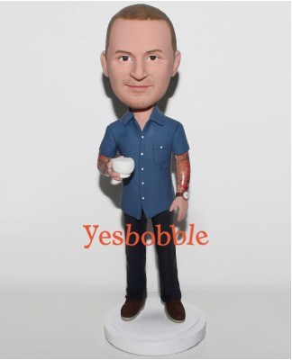 Man Holding a Mug Custom Bobblehead