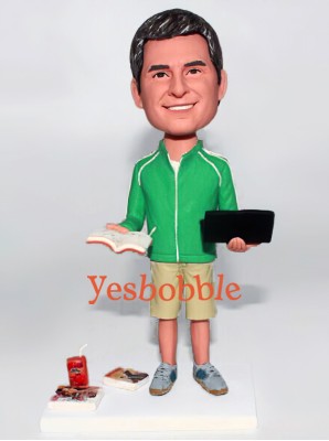 Man With Laptop And Book Bobblehead Man With Laptop And Book Bobblehead