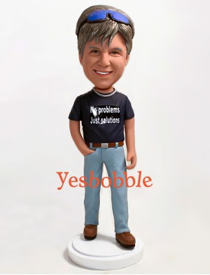 Man in Jeans Wearing a Sunglass Custom Bobblehead
