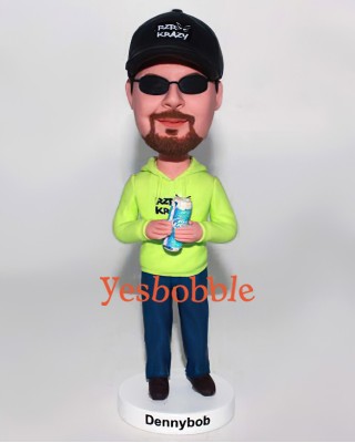 Bobblehead in Sweatshirt and Jeans Had a Can of Bud Light