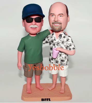 Best Friends on Beach Custom Bobbleheads