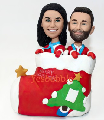 Couple In Christmas Stocking Bobblehead Couple In Christmas Stocking Bobblehead