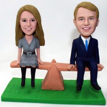 Couple On Seesaw Custom Bobblehead