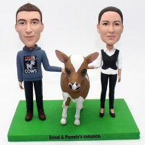 Couple Rubbing A Calf Custom Bobblehead