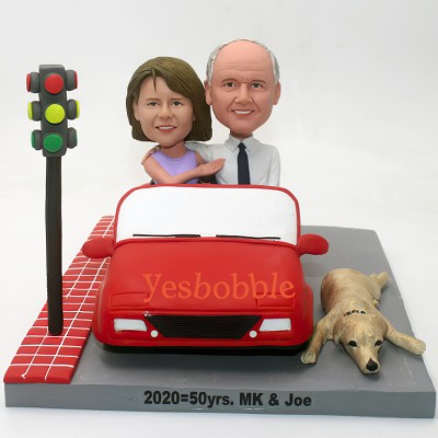 Custom Bobblehead Couple In Car At Stoplight