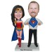 Custom Super Hero Couple Bobblehead, Happy 25th Anniversary
