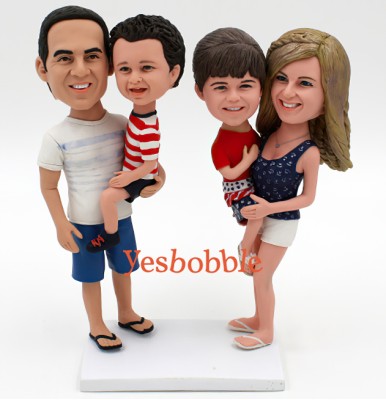 Parents Holding Kid Bobblehead, Family Custom Bobbleheads