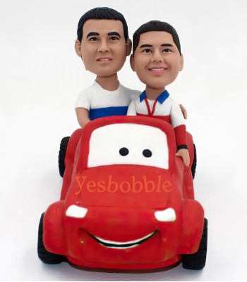 Father and Son In Lightning McQueen Bobblehead