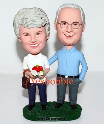 Happy 50th Anniversary Couple Bobblehead