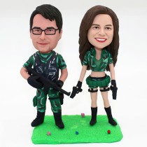 Military Agent Couple With Weapons Custom Bobblehead Military Agent Couple With Weapons Custom Bobblehead