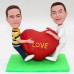 Same-sex Male Couple Hugging Heart Bobblehead Same-sex Male Couple Hugging Heart Bobblehead