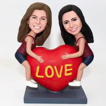 Sisters Hugging Heart Bobblehead