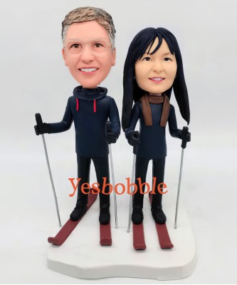 Skiing Couple Custom Bobblehead Skiing Couple Custom Bobblehead