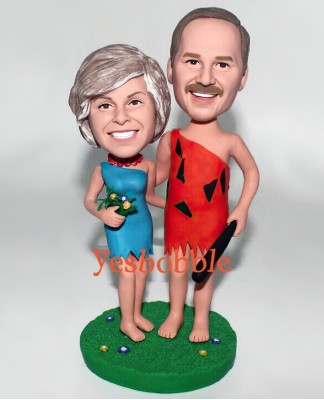 Stone Age Couple Custom Bobblehead