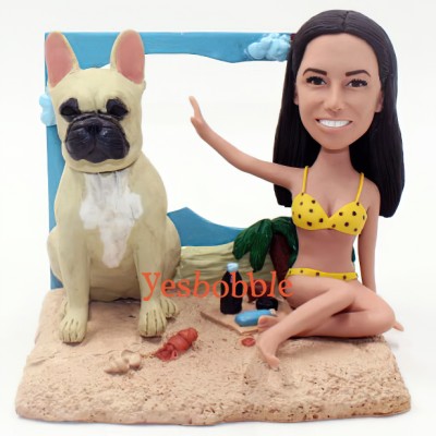 Beach Woman with Frame Bobblehead