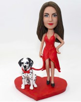 Custom Bobblehead in Slip Dress With Dog