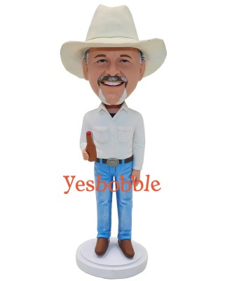 Custom Cowboy with Beer Bobblehead