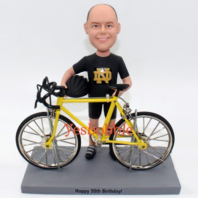Cyclist Standing Near his Bike Custom Bobblehead