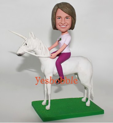 Girl Riding a Unicorn Custom Bobblehead Girl Riding a Unicorn Custom Bobblehead
