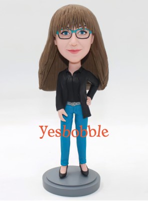 Girl Standing with One Hand on Hips Custom Bobblehead