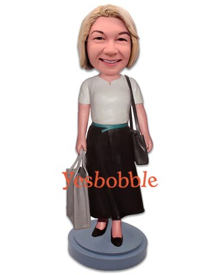 Lady with Shoping Bag Custom Bobblehead