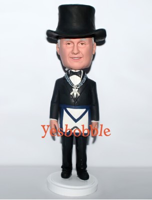 Man in Top Hat with a Symbol on Chest Custom Bobblehead Man in Top Hat with a Symbol on Chest Custom Bobblehead