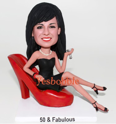 Sexy Women Sitting On Shoe Bobblehead