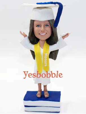 Personalized Female Graduate Bobblehead Personalized Female Graduate Bobblehead