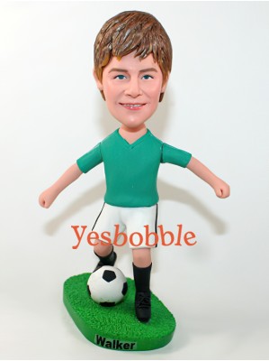Little Player Kicking Soccer Ball Bobblehead