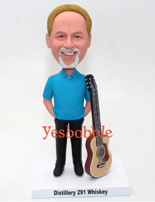 Casual Man With Acoustic Guitar Bobblehead