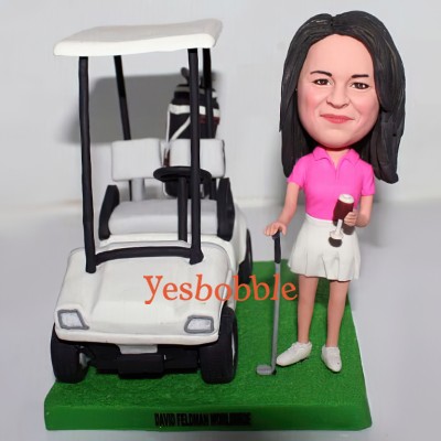 Golfer Standing by Golf Cart Bobblehead Golfer Standing by Golf Cart Bobblehead