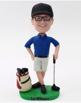Golfer With Bag & Clubs Bobblehead
