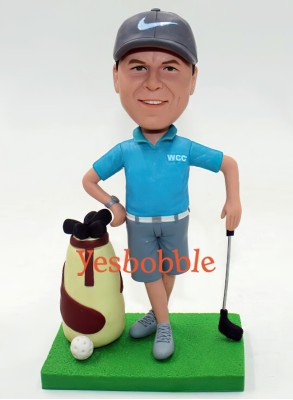 Golfer With Bag and Clubs Custom Bobblehead Golfer With Bag and Clubs Custom Bobblehead