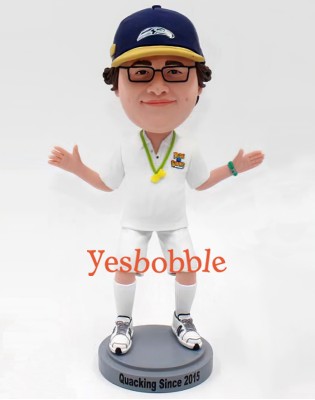 Man with Arms Wide Open in Baseball Cap Bobblehead