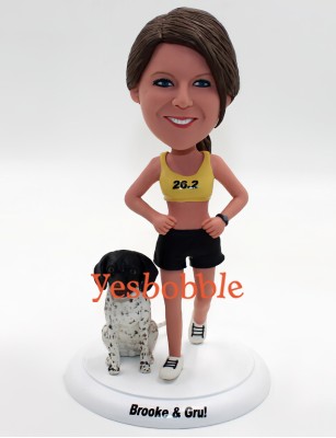 Runner with Puppy Custom Bobblehead Runner with Puppy Custom Bobblehead