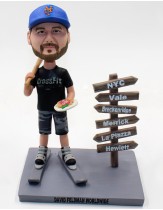 Sport Fan hoding a Pizza Bobblehead