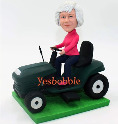 Custom Bobblehead on Riding Lawn Mower Custom Bobblehead on Riding Lawn Mower