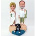 Bobblehead Wedding Couple with Pet on Beach
