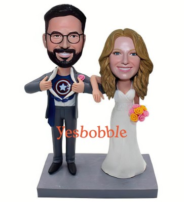 Captain America Superman and Bride Bobblehead