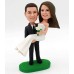 Groom Carries Bride Bobblehead Wedding Cake Topper