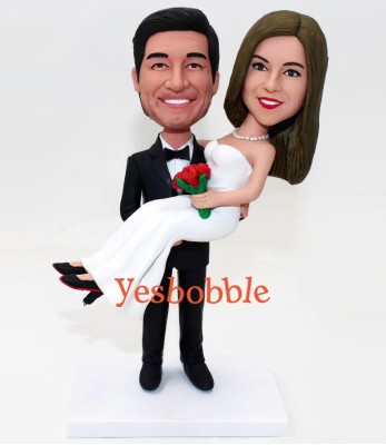 Groom Carries Bride Wedding Couple Bobblehead