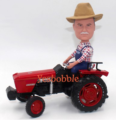 Farmer on Kaidiwei Tractor Personalized Bobblehead Farmer on Kaidiwei Tractor Personalized Bobblehead