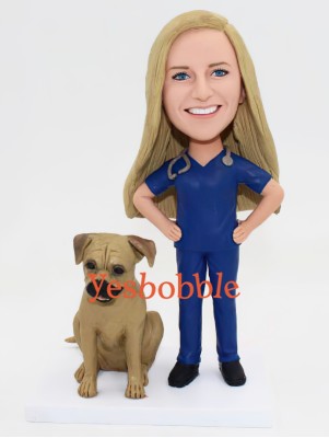 Female Nurse With Pet Bobblehead Female Nurse With Pet Bobblehead