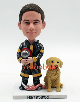 Firefighter Bobblehead With Dog Firefighter Bobblehead With Dog