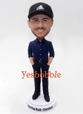 Hands in Pocket Bobblehead with Adidas Hat